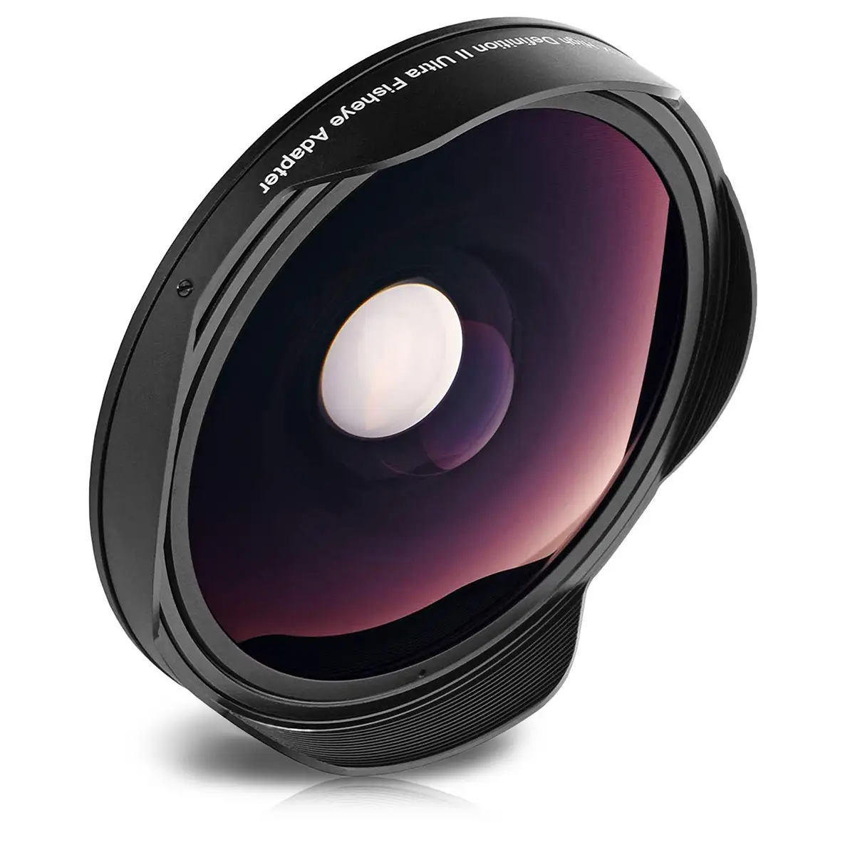 Product photography of a wide-angle fisheye conversion lens for camera gear and lens brand